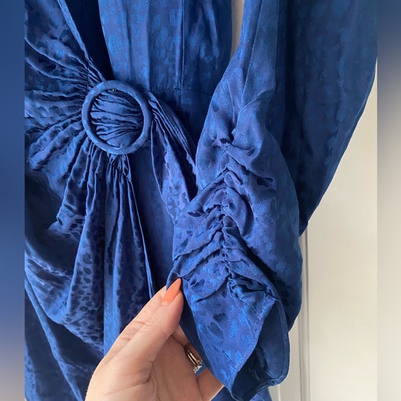 Parker Cobalt Blue Leopard Print Wrap Dress - Picture 3 of 7